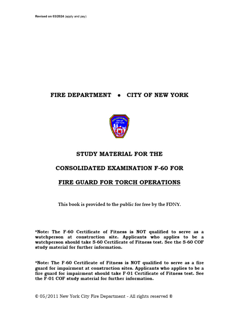F-60 Fire Guard Exam Study Guide | PDF | Fires | Liquefied Petroleum Gas