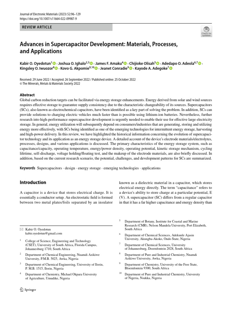 Supercapacitor Advances and Applications | PDF | Capacitor | Electrolyte