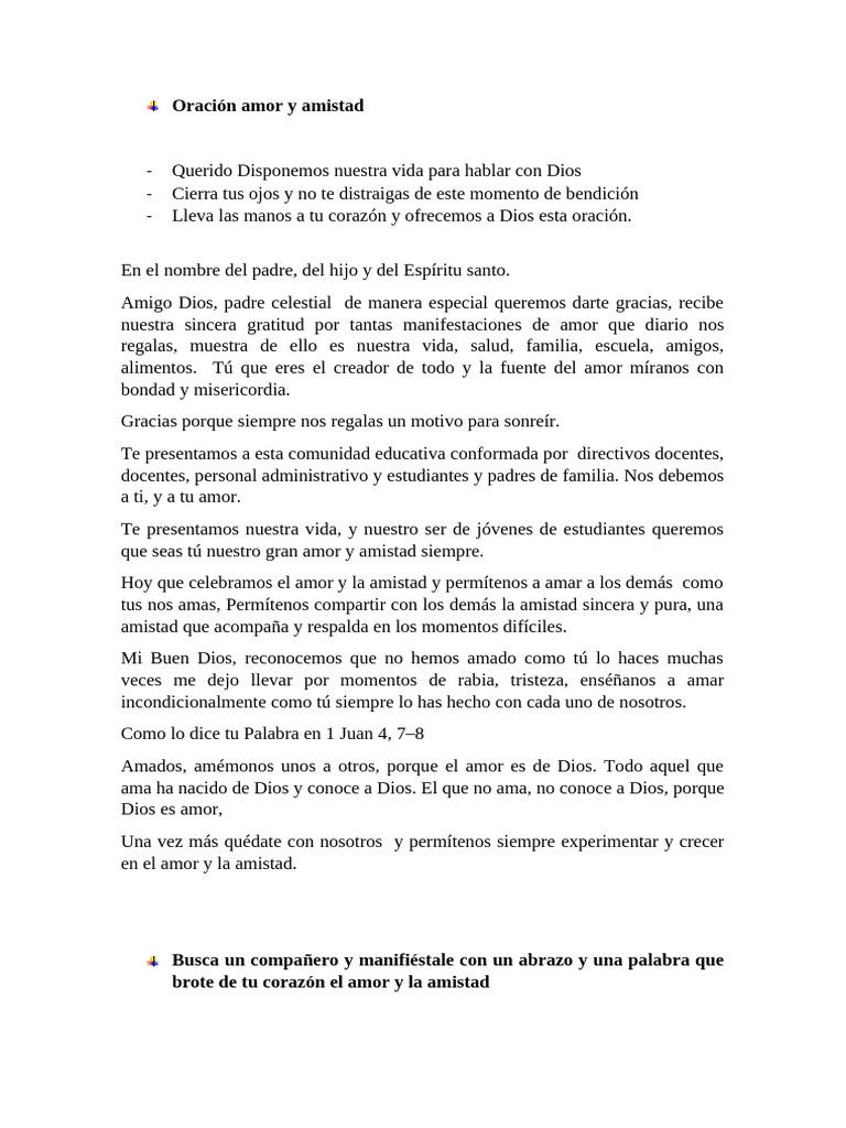 Oración para el Amor y la Amistad | PDF