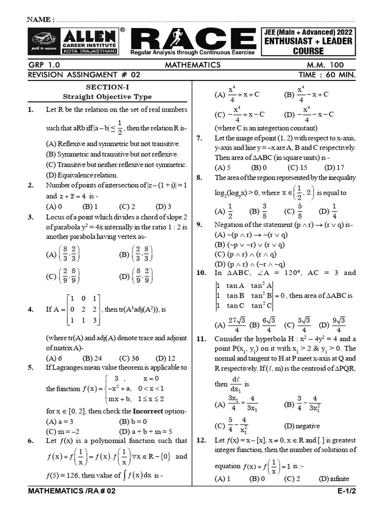 02 RA - GRP 1.0 - Student | PDF | Differential Geometry | Geometric Shapes