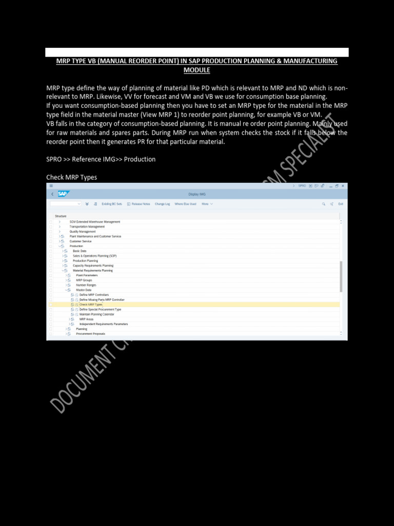 Manual Reorder Point Planning in SAP | PDF | Computing