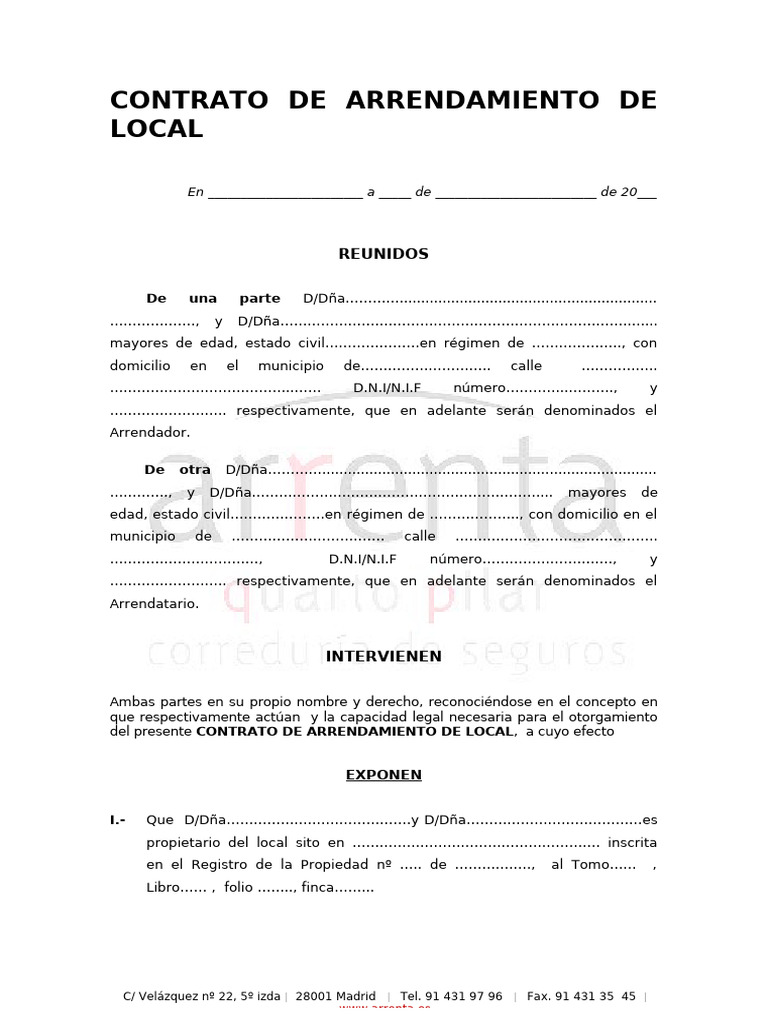 Modelo de Contrato de Alquiler Local | PDF | Propiedad | Impuestos