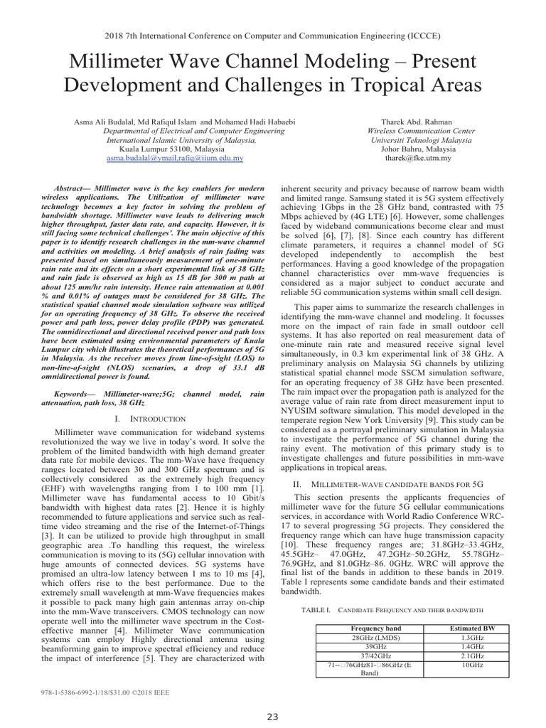 Millimeter Wave Channel Modeling - Present Development and Challenges ...