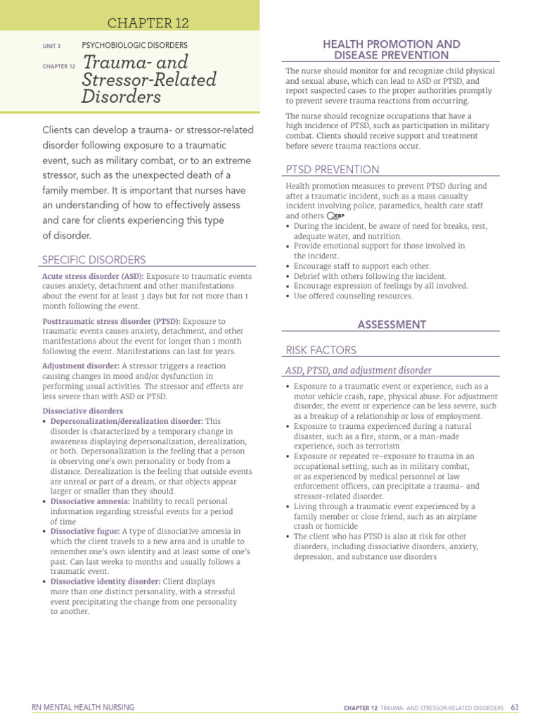 Trauma and Stressor Related Disorders | PDF | Psychological Trauma ...