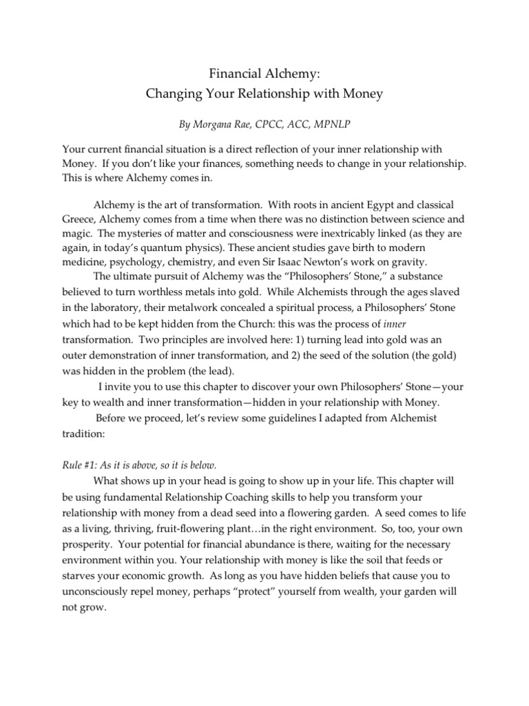 Transforming Your Money Mindset | PDF | Alchemy
