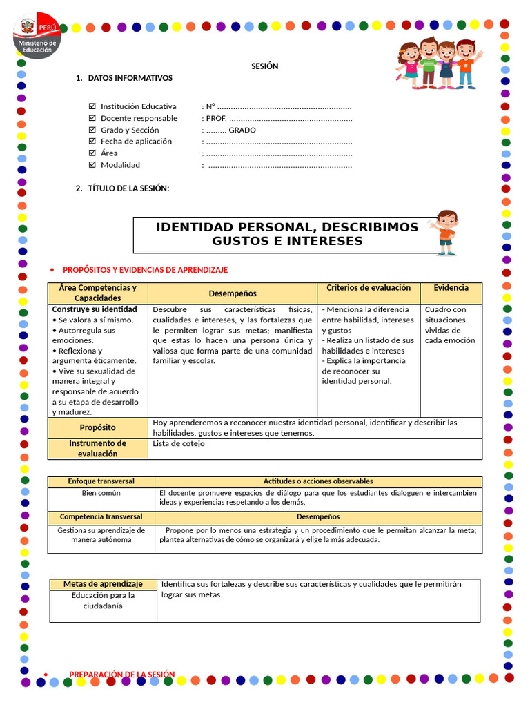 Identidad Personal: Gustos y Habilidades | PDF | Aprendizaje | Evaluación