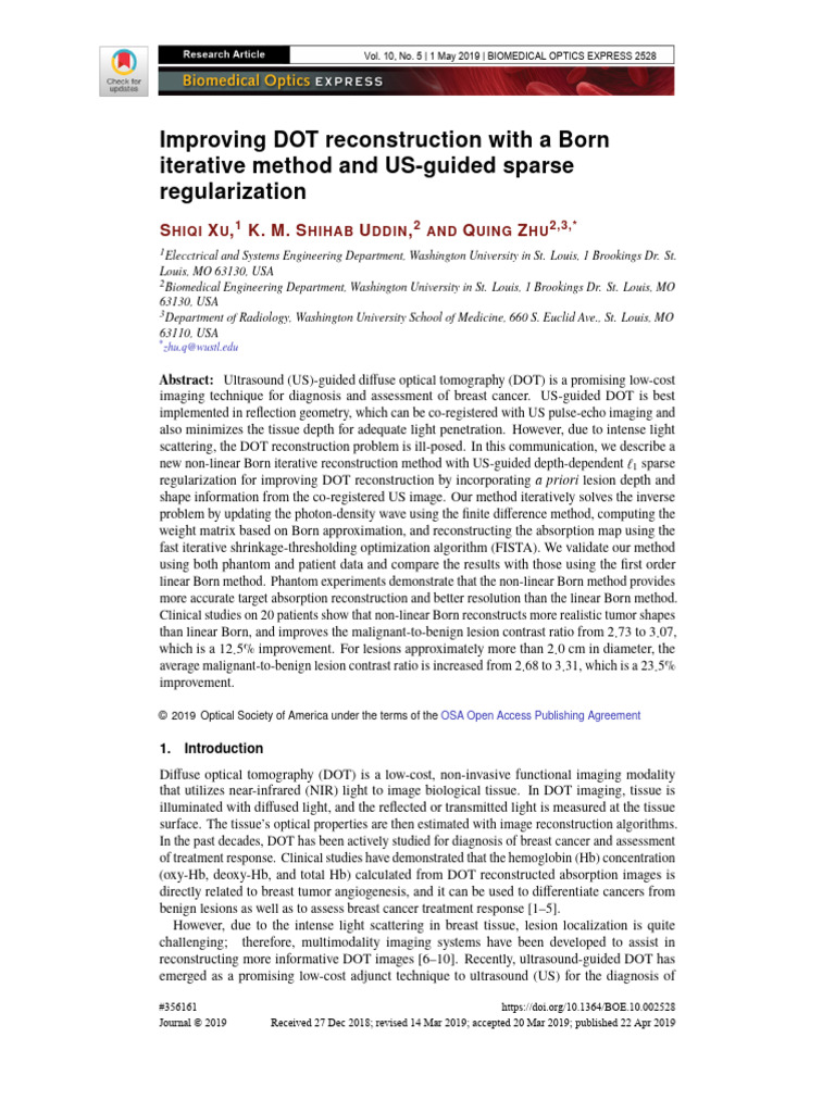 2019 - Improving DOT Reconstruction With A Born Iterative Method and US ...