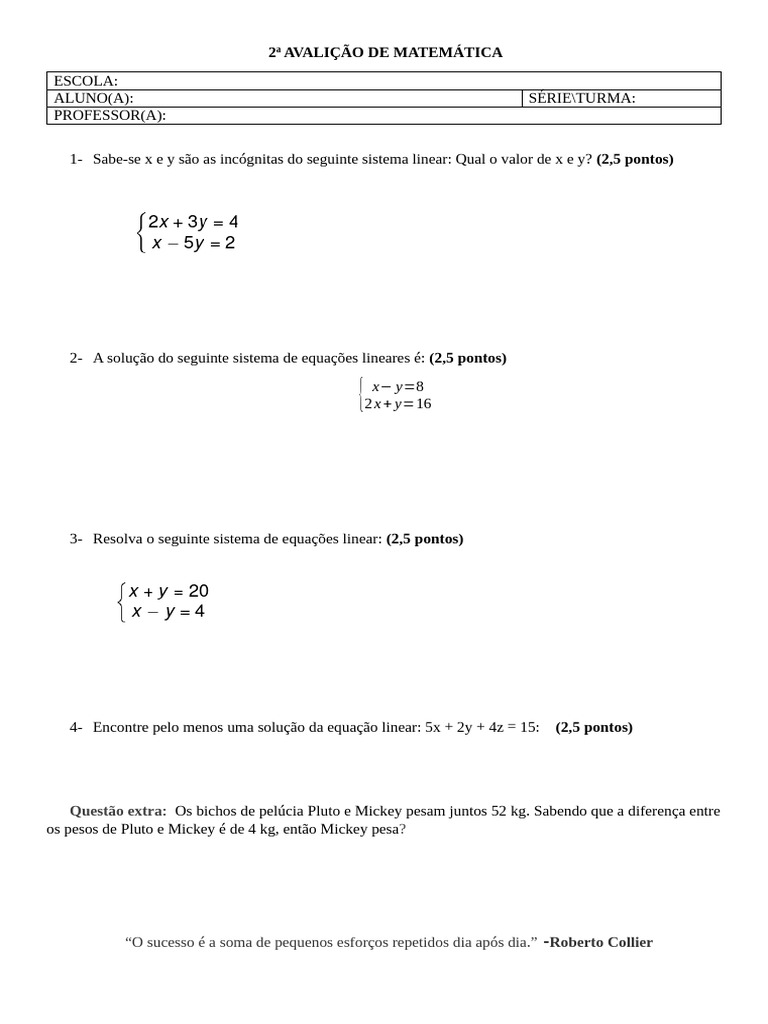 2º prova 3 ano | PDF