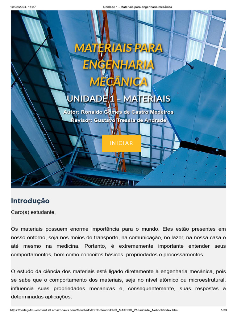 Materiais na Engenharia Mecânica | PDF | Ligação química | Estresse ...