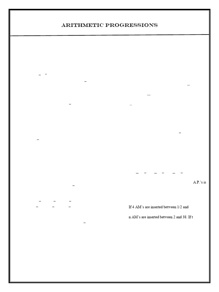 Arithmetic Progressions Worksheet for Class X | PDF | Discrete ...