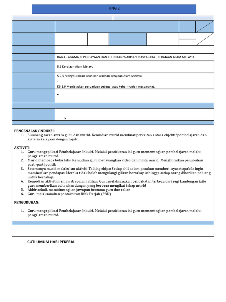 RPH 2 Merah Minggu 10 2025 (KH) | PDF