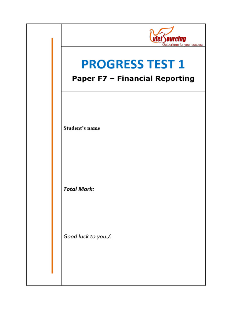 F7 Online - Progress Test 1 - Student | PDF | Goodwill (Accounting ...