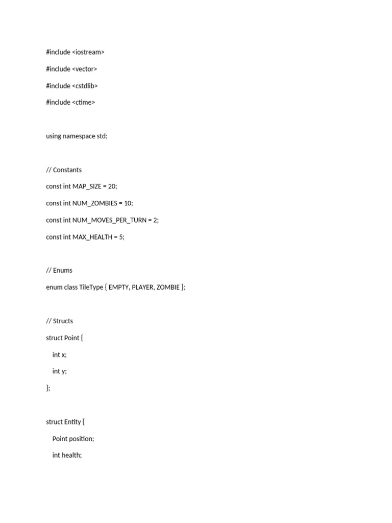 Zombie Survival Game Code Example | PDF | Computing | Software Development