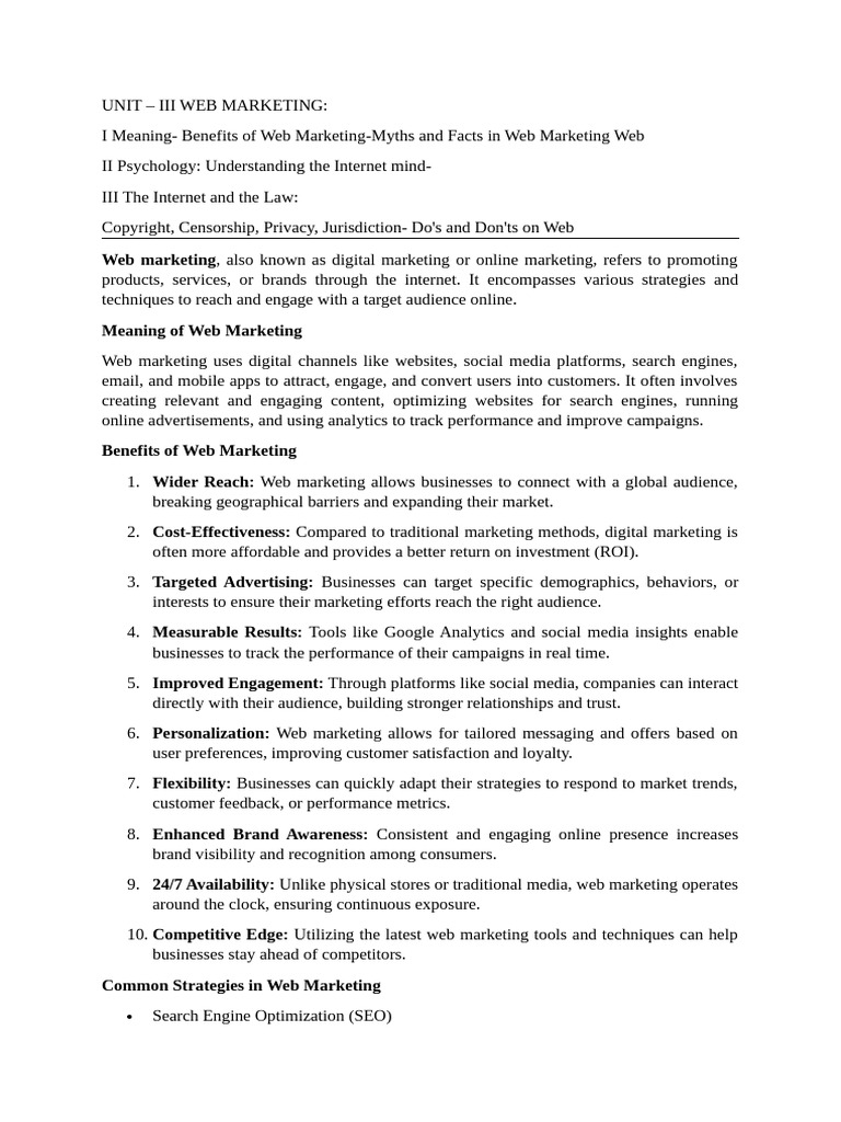 Unit Iii & Iv | PDF | Online Advertising | Search Engine Optimization