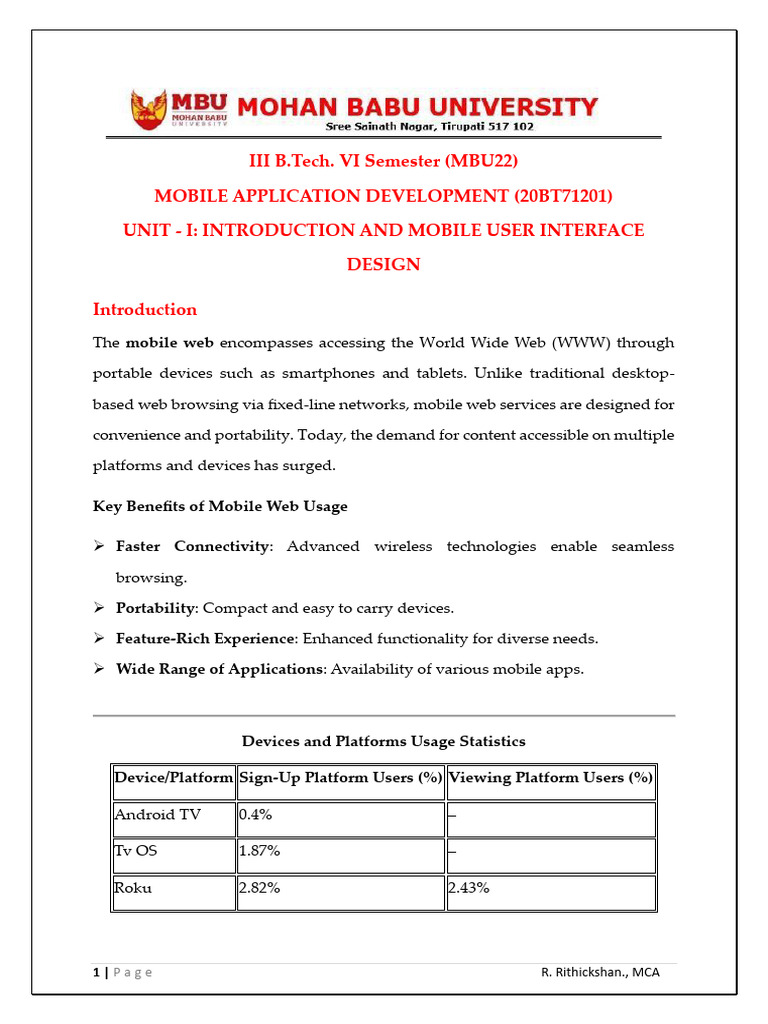 Mobile App Development Overview | PDF | Model–View–Controller | Mobile App