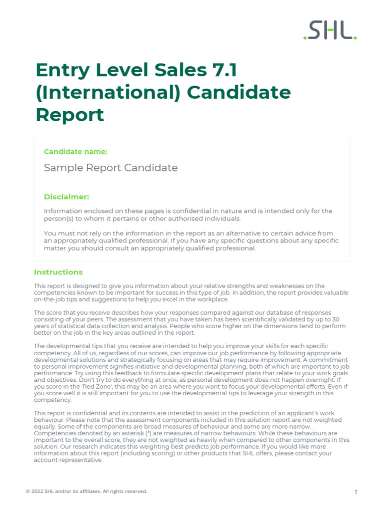 Entry Level Sales Candidate Report | PDF | Emotions | Uncertainty