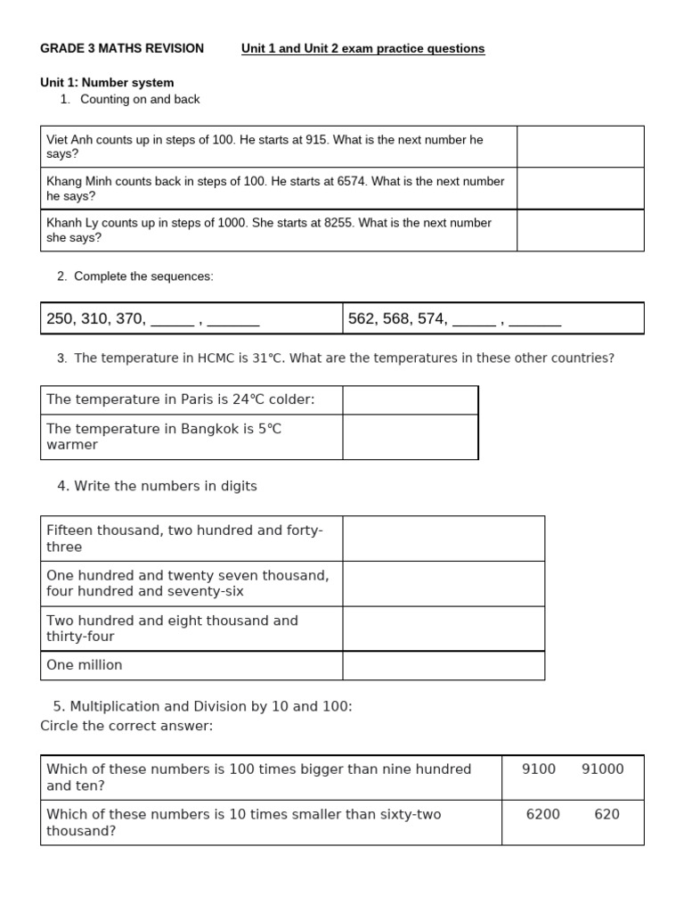 Maths Unit 1 and 2 Exam Practice Questions | PDF