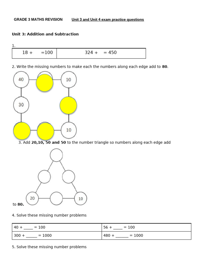 Grade 3 Maths Revision Practice | PDF