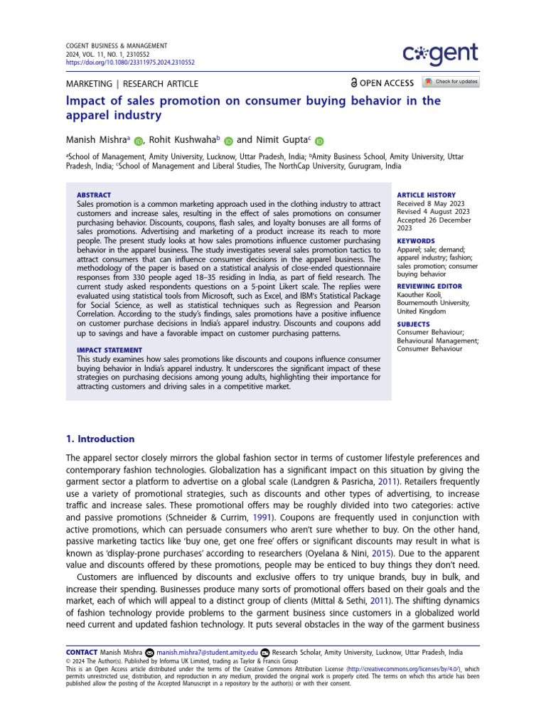 Impact of Sales Promotion On Consumer Buying Behav | PDF | Coefficient ...