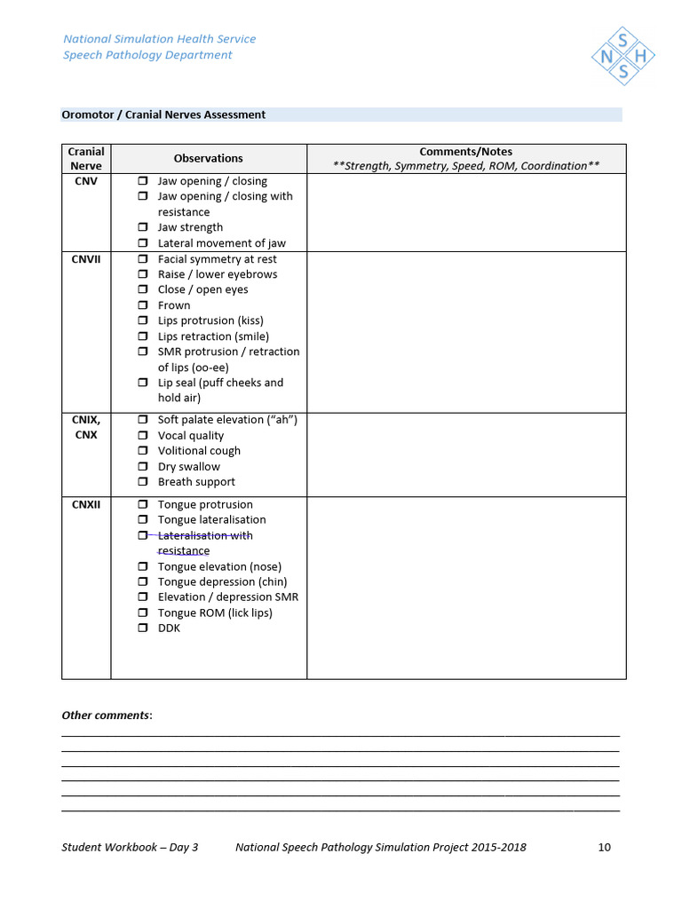 Oromotor and Cranial Nerve Assessment | PDF