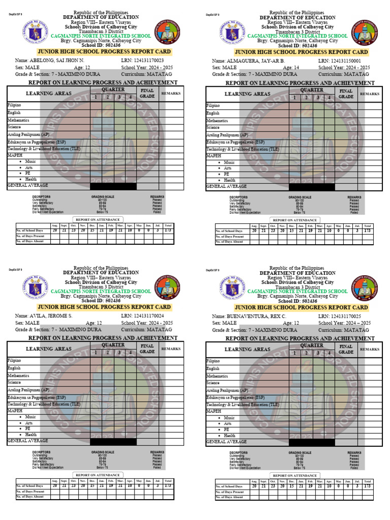Revised SF9 | PDF | Educational Institutions | Student Assessment And ...