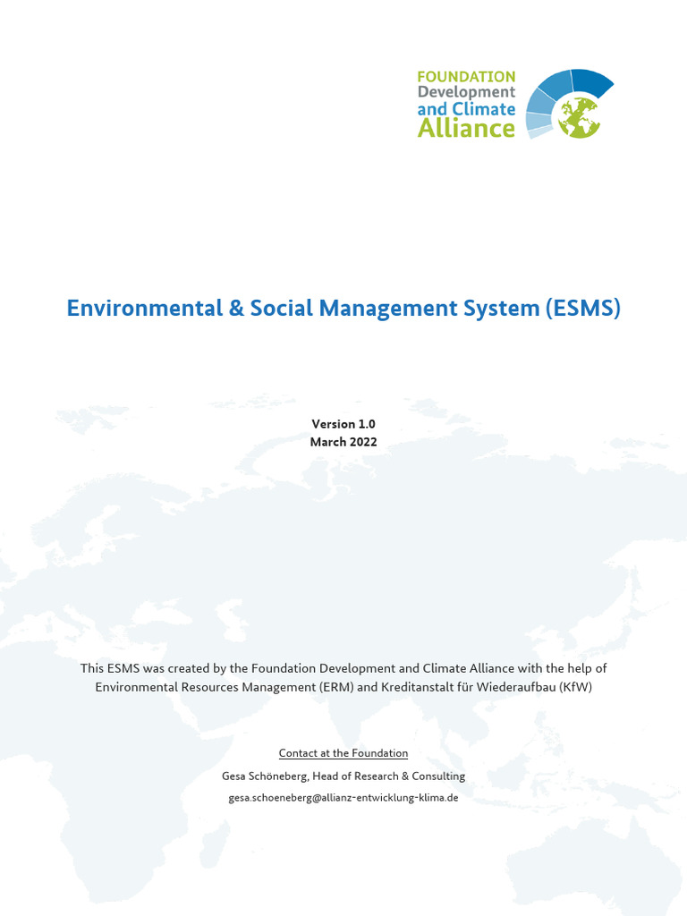 ESMS Manual for Climate Alliance | PDF | Risk | Risk Management