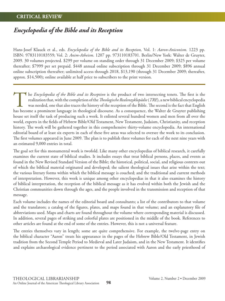 Encyclopedia of the Bible and its Reception | PDF | Bible | Cain And Abel