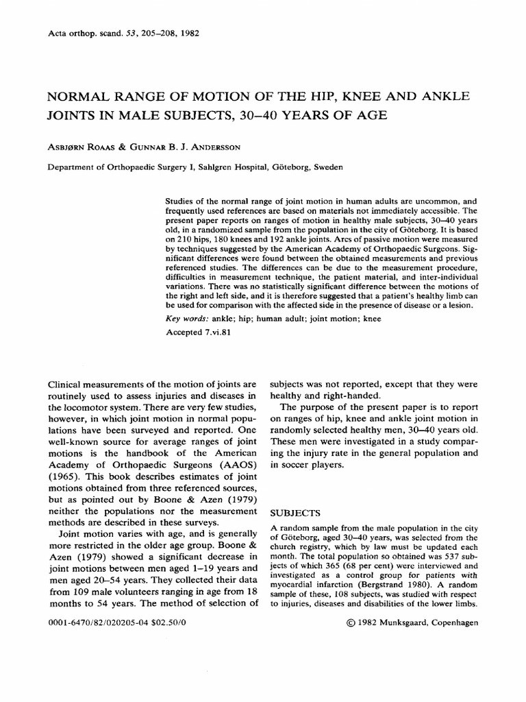 Normal Joint Motion Ranges in Men 30-40 | PDF | Anatomical Terms Of ...