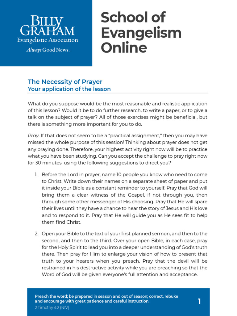 SOE227a TheNecessityOfPrayer Application | PDF | Prayer | Jesus