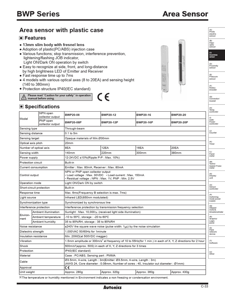 BWP Series Area Detection Sensor | PDF | Bipolar Junction Transistor ...