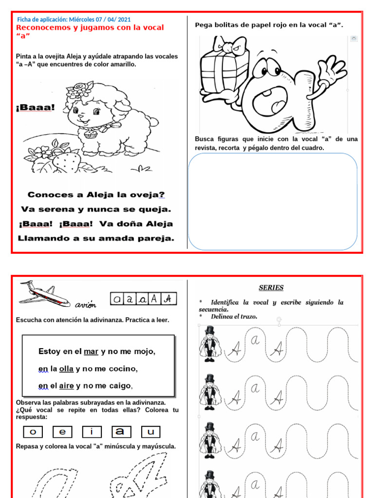 Actividades con la vocal "a" | PDF