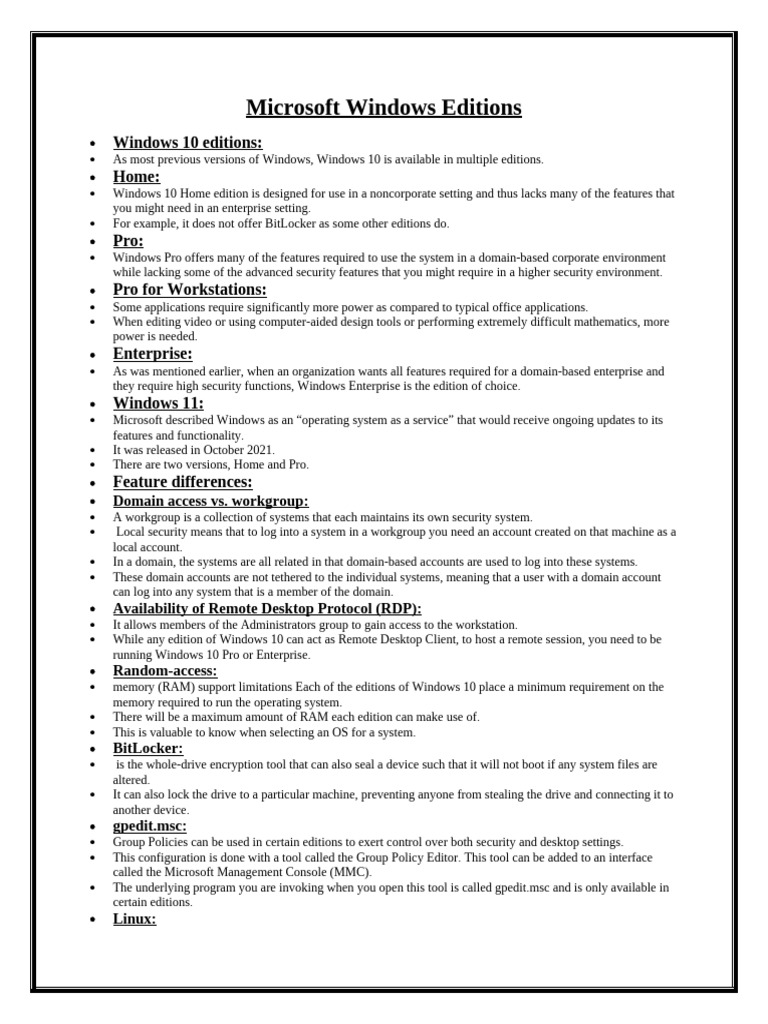 Microsoft Windows Editions Pdf Operating System Ios