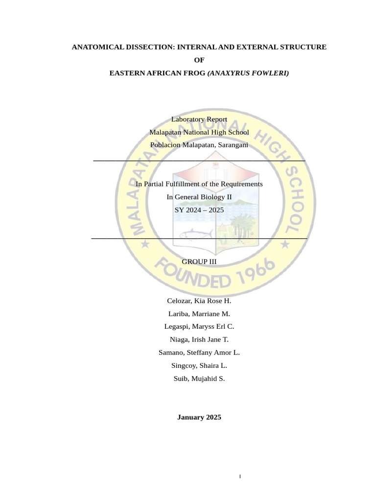 Frog Anatomy Dissection Report | PDF | Anatomy | Frog