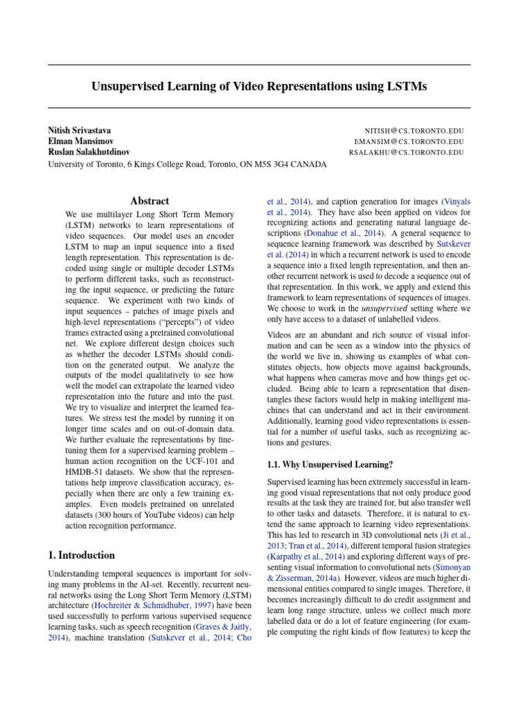 Unsupervised Video Representation Learning | PDF | Machine Learning ...