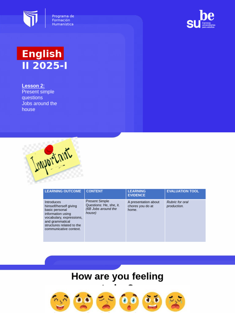 Session 2 - English II - Sube Semipresencial | PDF | Lunch | English ...
