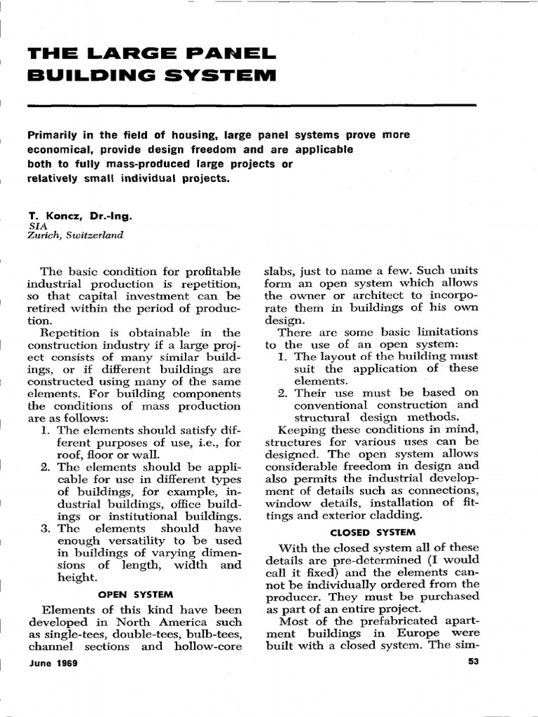 The Large Panel Building System | PDF | Wall | Concrete