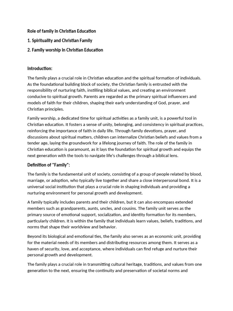 Family's Role in Christian Education | PDF | Family | Spirituality