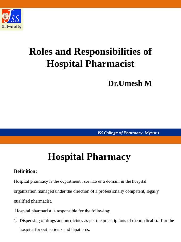 2c. o and m - Roles and Responsibilities-1 | PDF | Pharmacy | Hospital