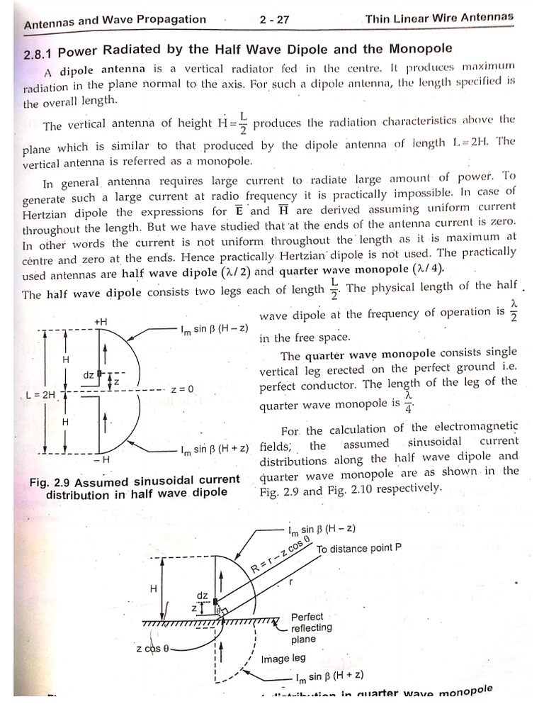 Power Radiated by Halfwave Dipole and Monopole | PDF