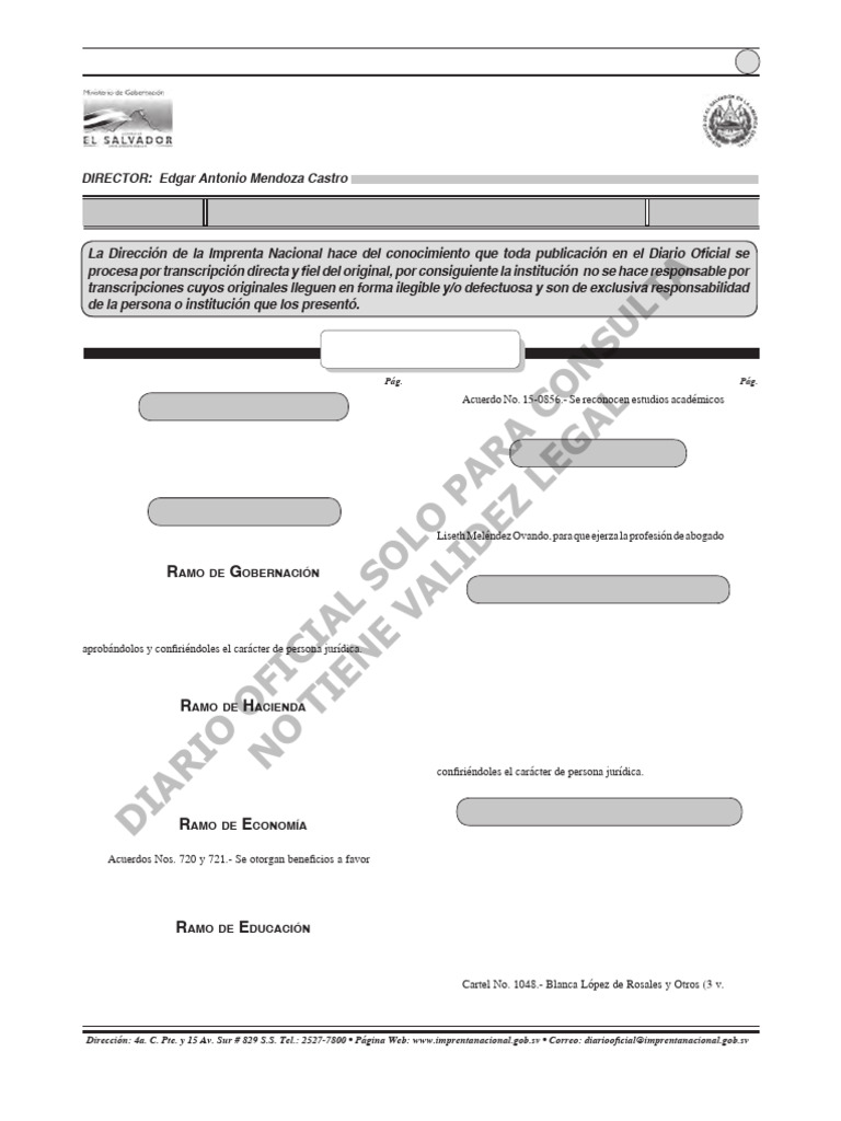 Publicación sobre DUI extraviado | PDF | El Salvador | Separación de ...