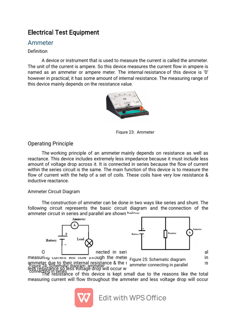 Types of Electrical Test Equipment | PDF | Voltage | Series And ...
