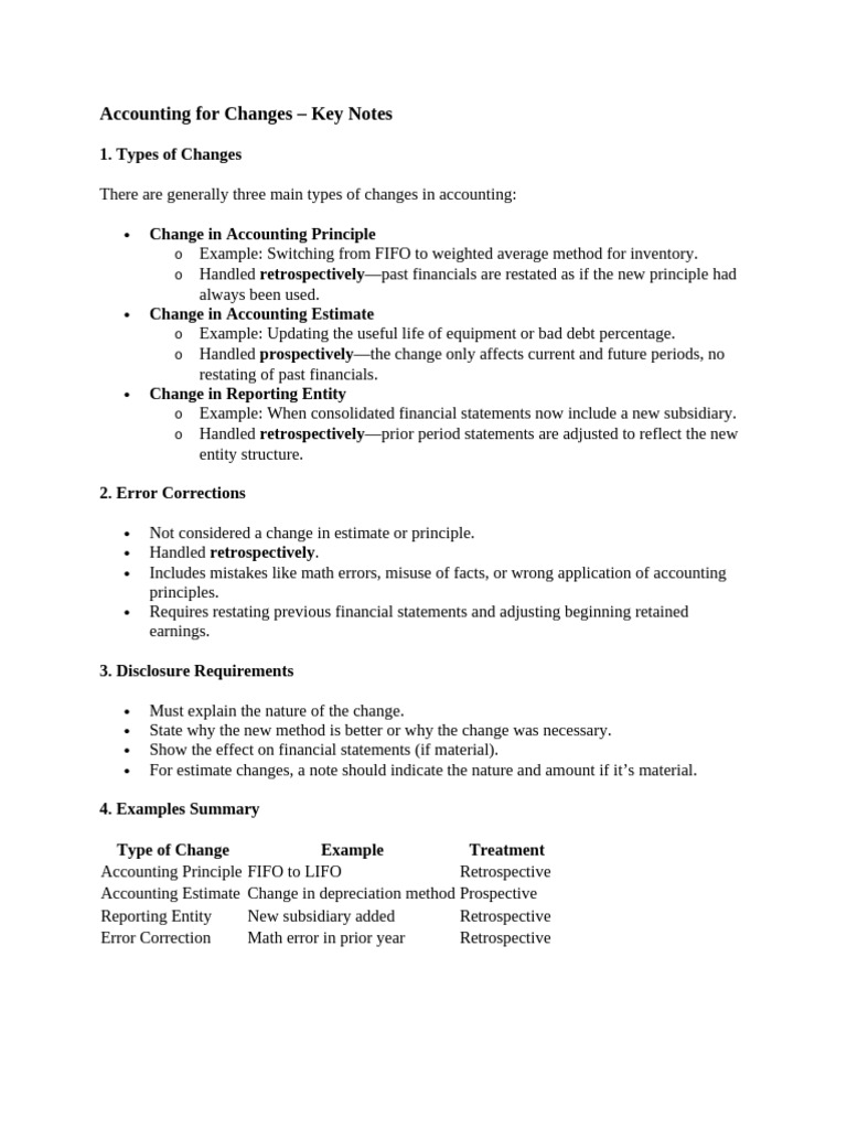 Accounting For Changes | PDF