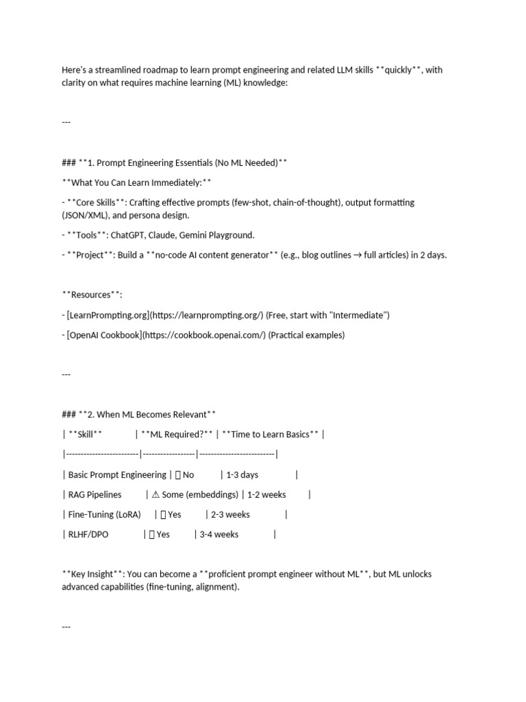 Prompt Engineering Learning Roadmap | PDF | Computing | Software ...
