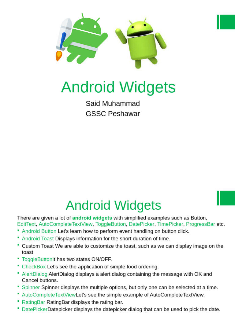 Android Widgets and Toast Examples | PDF | Button (Computing) | Android ...