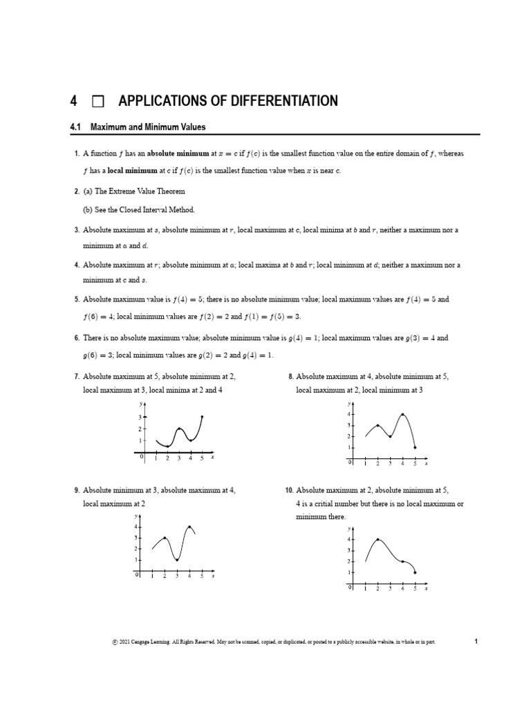 Maximum and Minimum Values in Calculus | PDF | Applied Mathematics ...