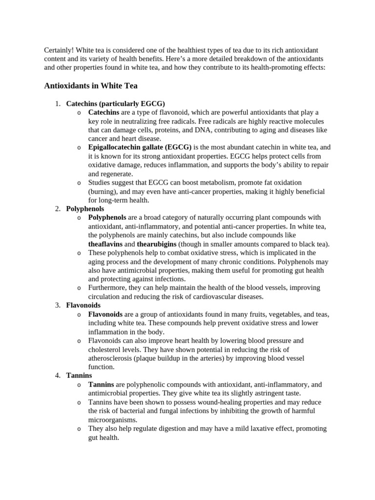 Benefits of Antioxidants in White Tea | PDF | Polyphenol | Antioxidant