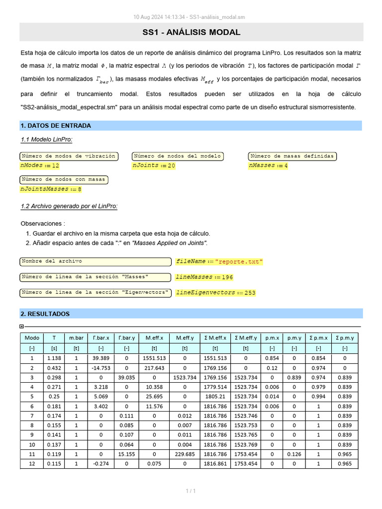 SS1-análisis Modal | PDF | Álgebra lineal | Teoría de la matriz