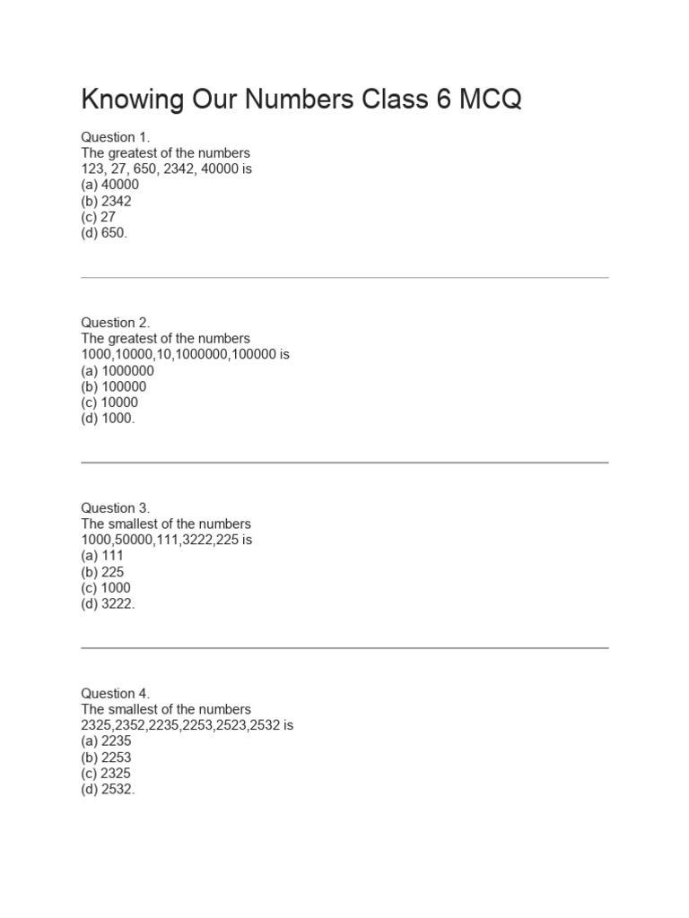 Knowing Our Numbers Class 6 | PDF | Units Of Measurement | Notation