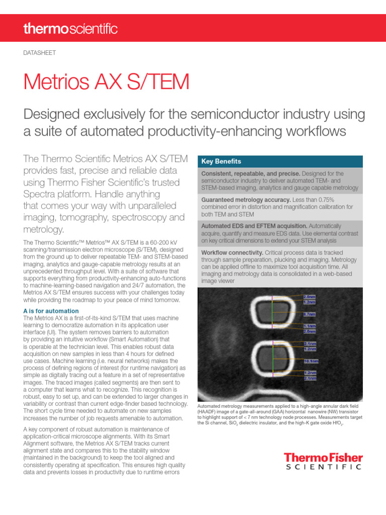 Metrios AX S/TEM for Semiconductor Metrology | PDF | Transmission ...
