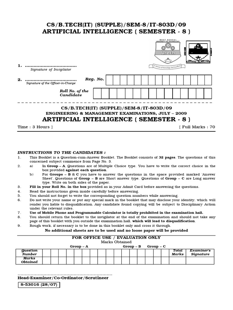 Btech It 8 Sem Artificial Intelligence V2 2009 Pdf First Order